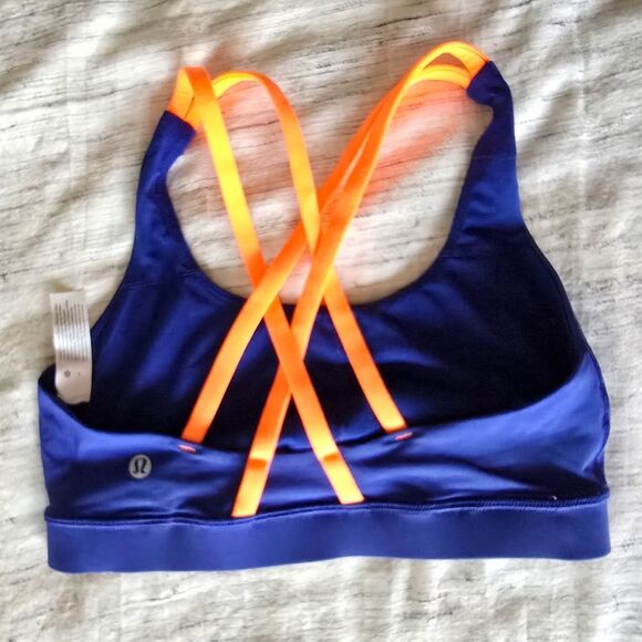 Lululemon Athletica Blue Sports Bra with Orange Highlights - Picture 2 of 3